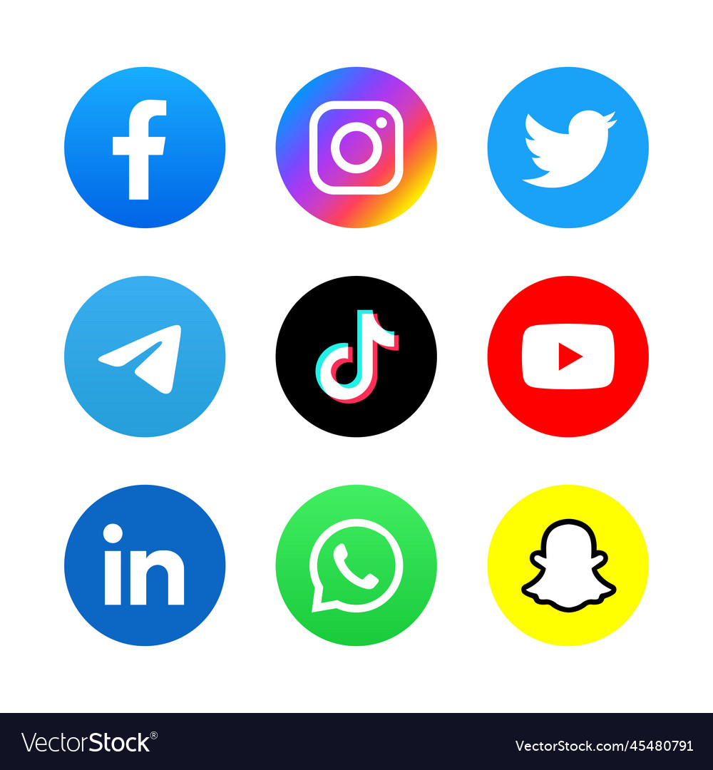 Set of social media icons Royalty Free Vector Image