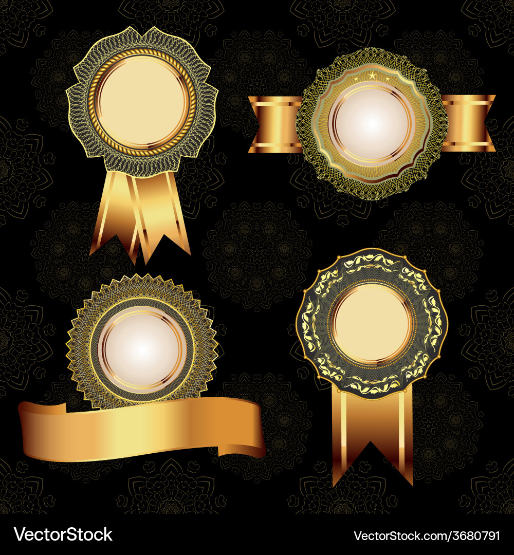 Set of vintage golden design elements Royalty Free Vector