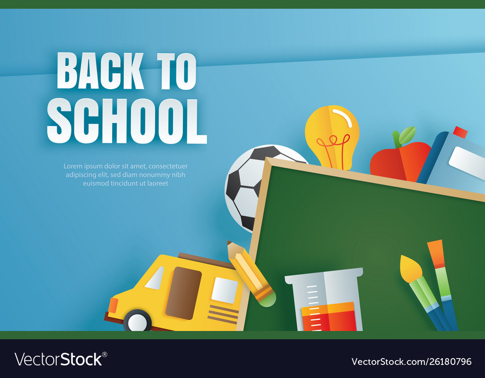 Back To School Banner With Education Items On Vector Image