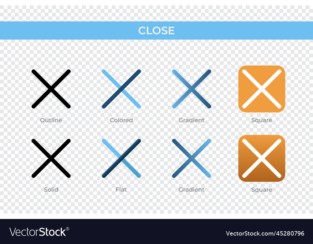 Close icon in different style close icons Vector Image