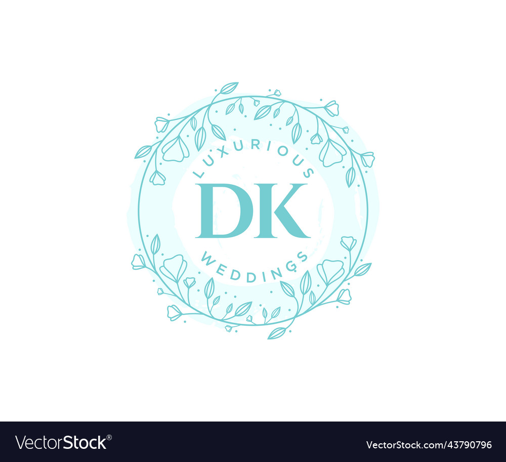 Dk initials letter wedding monogram logos Vector Image