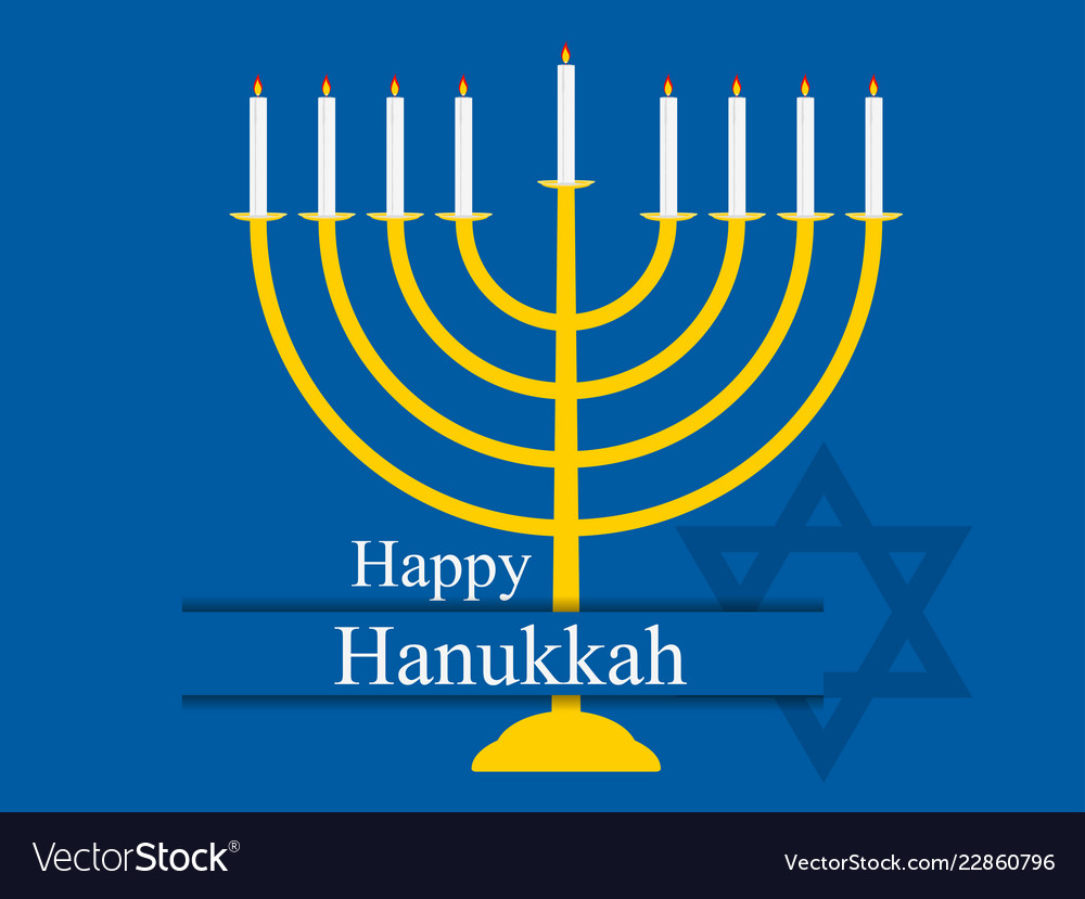 Happy hanukkah hanukkah candles menorah with nine Vector Image