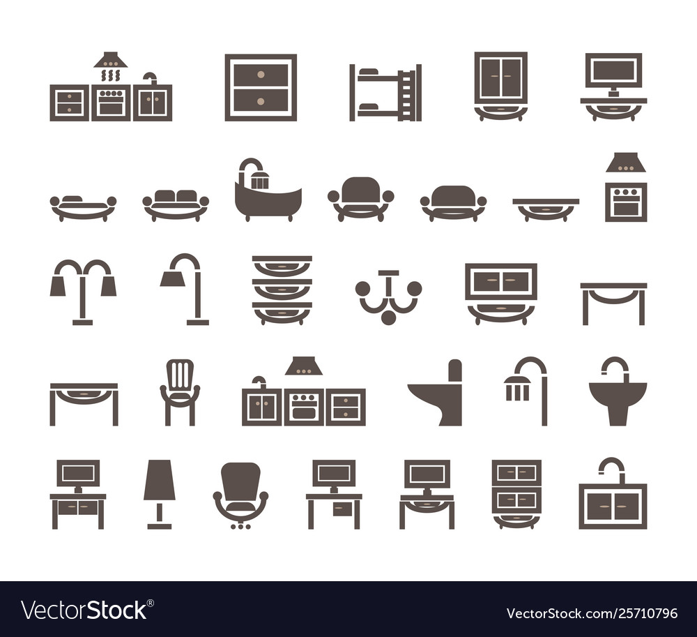 Home furniture icon set graphic isolated on white Vector Image