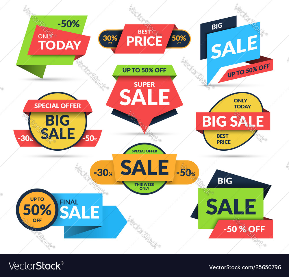 Set sale stickers isolated on white background Vector Image