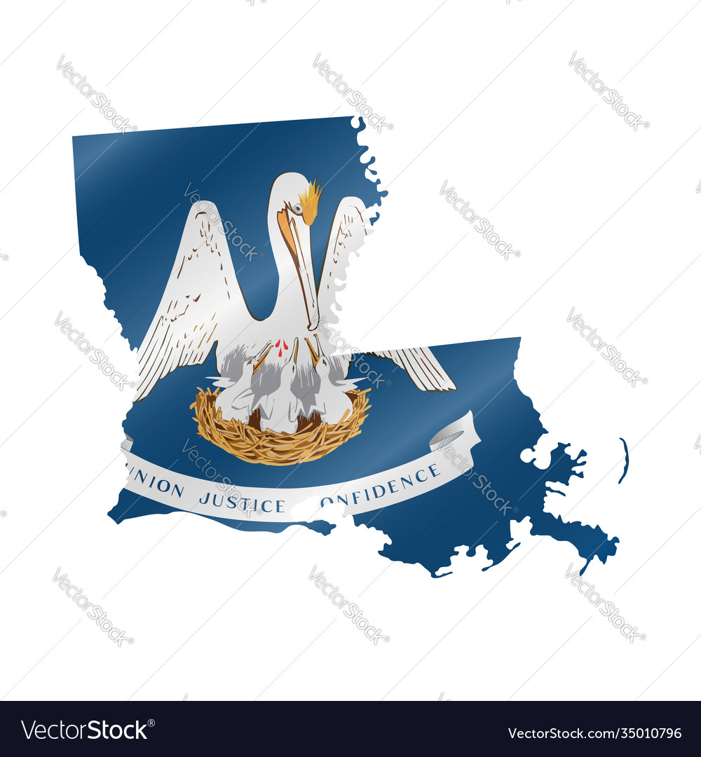 Waving flag map louisiana Royalty Free Vector Image