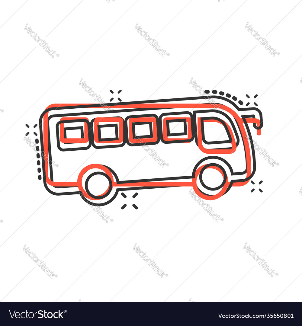 Bus icon in comic style coach cartoon on white Vector Image Bus icon in comic style coach cartoon on white Vector Image