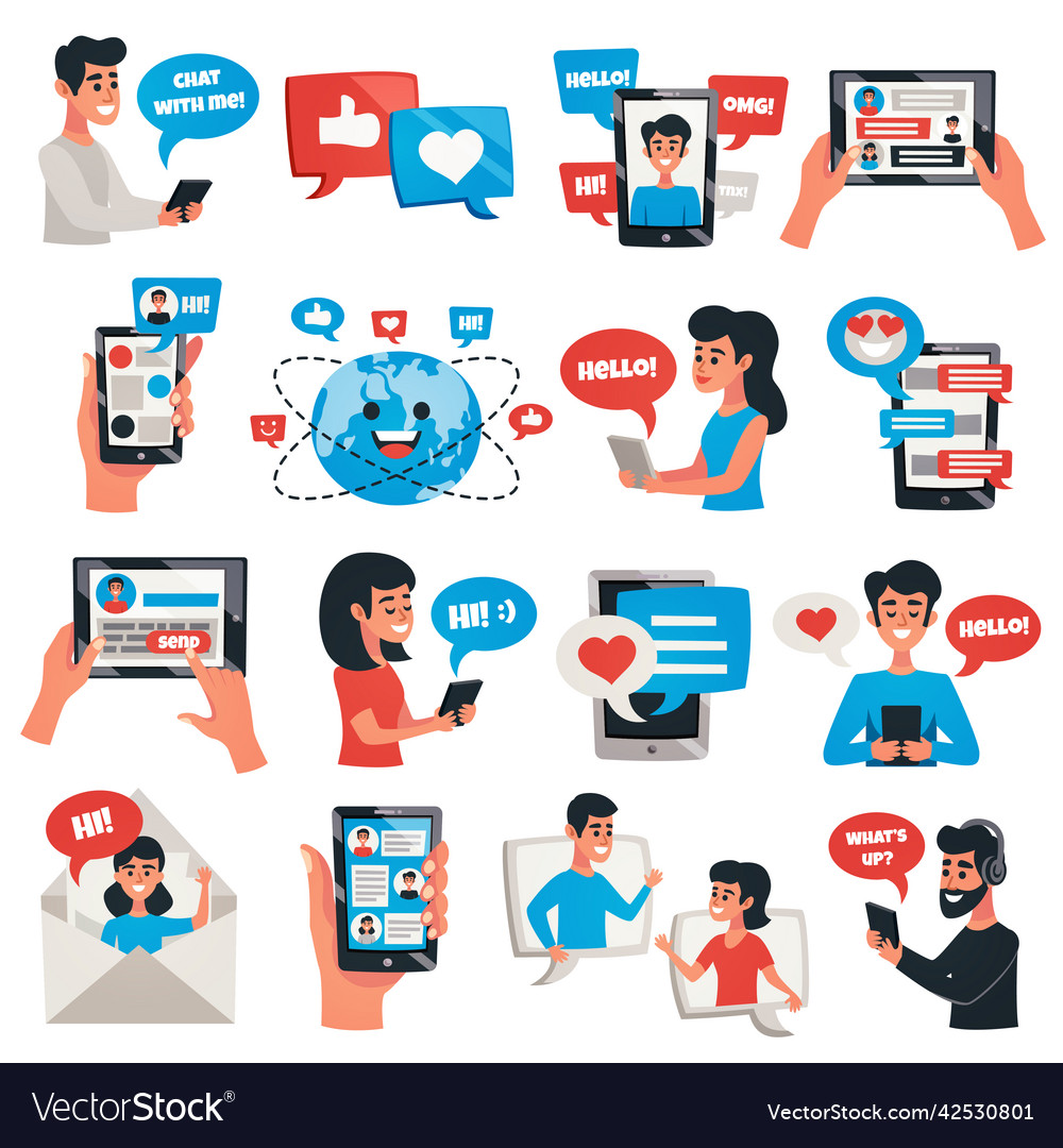 Electronic communication devices icons set Vector Image