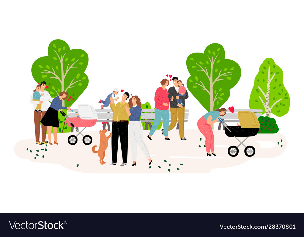 Family walking in park vector image Family walking in park