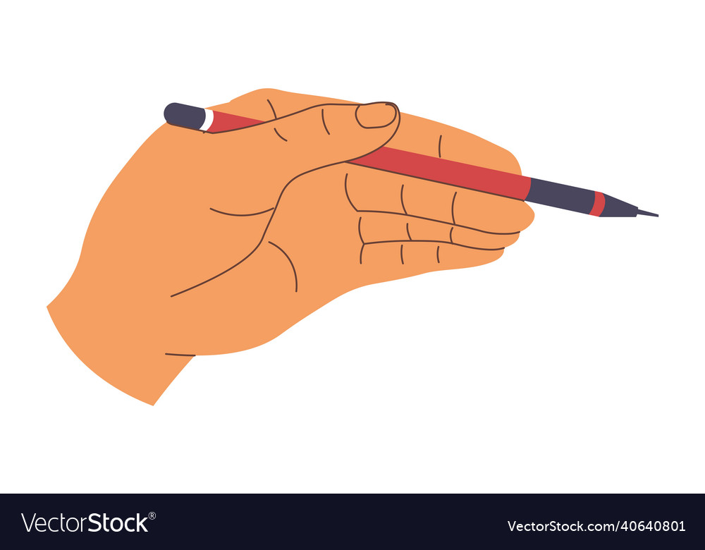 Hand with pencil writing or drawing pen Royalty Free Vector