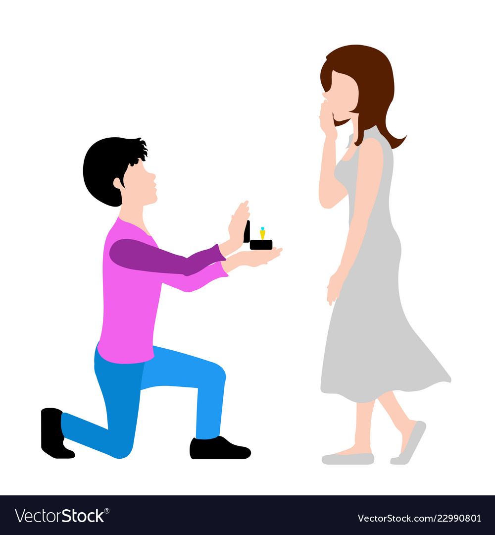 Man proposing marriage to his girlfriend Vector Image