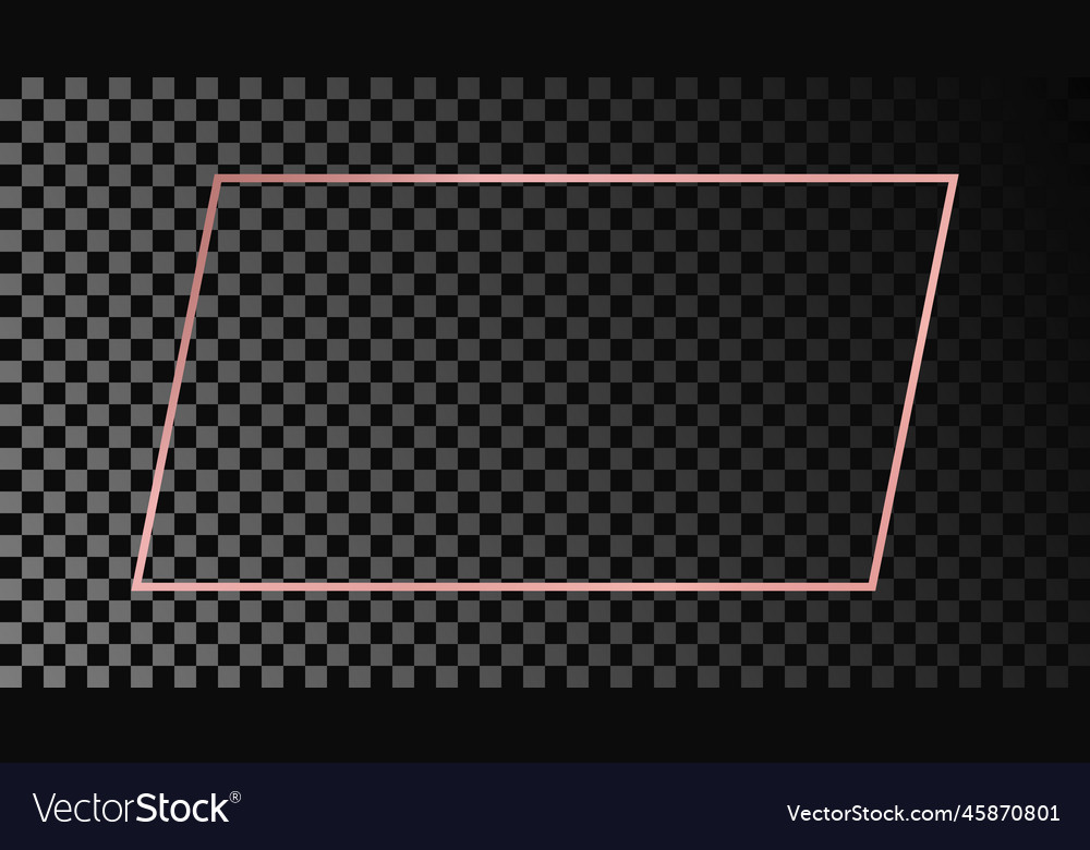 Rose gold glowing rectangular shape frame Vector Image