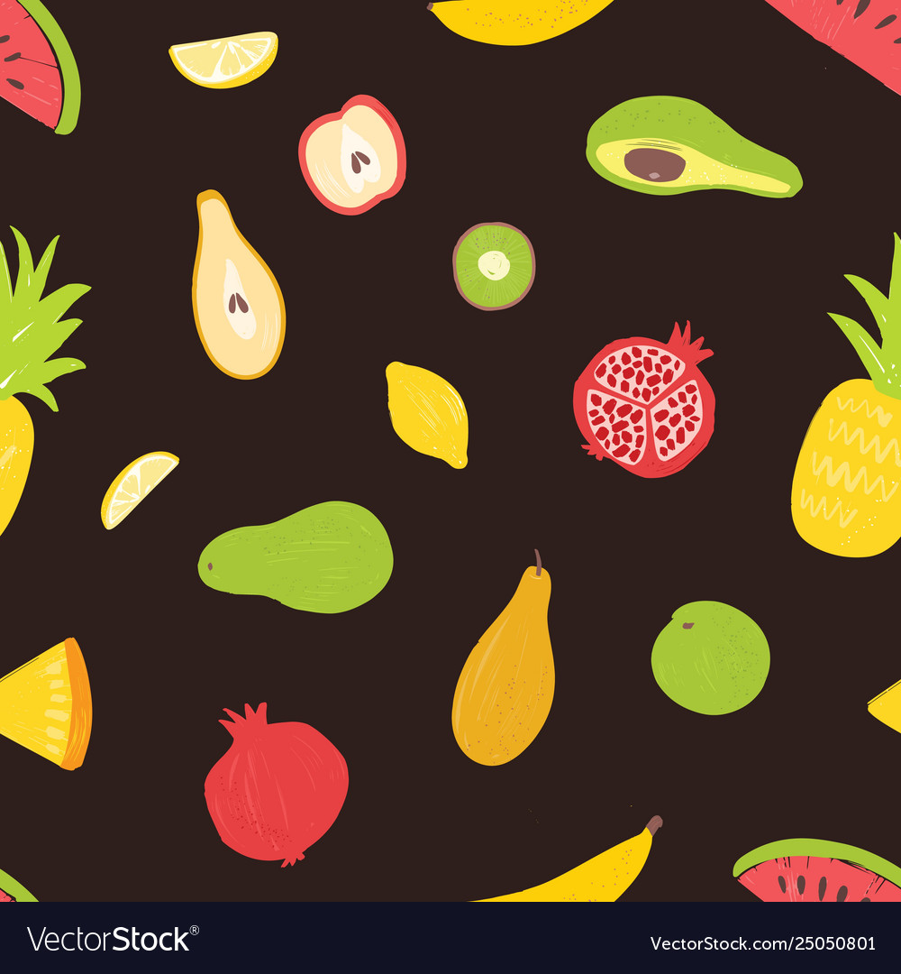 Seamless pattern with organic ripe juicy tropical Vector Image