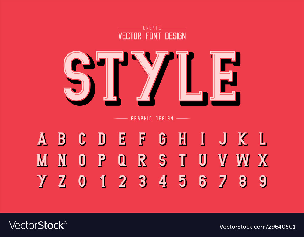 Shadow font and alphabet writing style typeface Vector Image