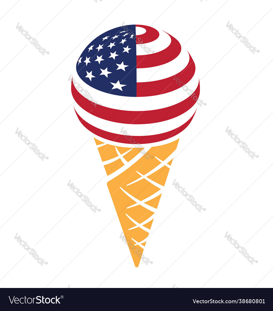 Usa flag ice cream in waffle cone Royalty Free Vector Image