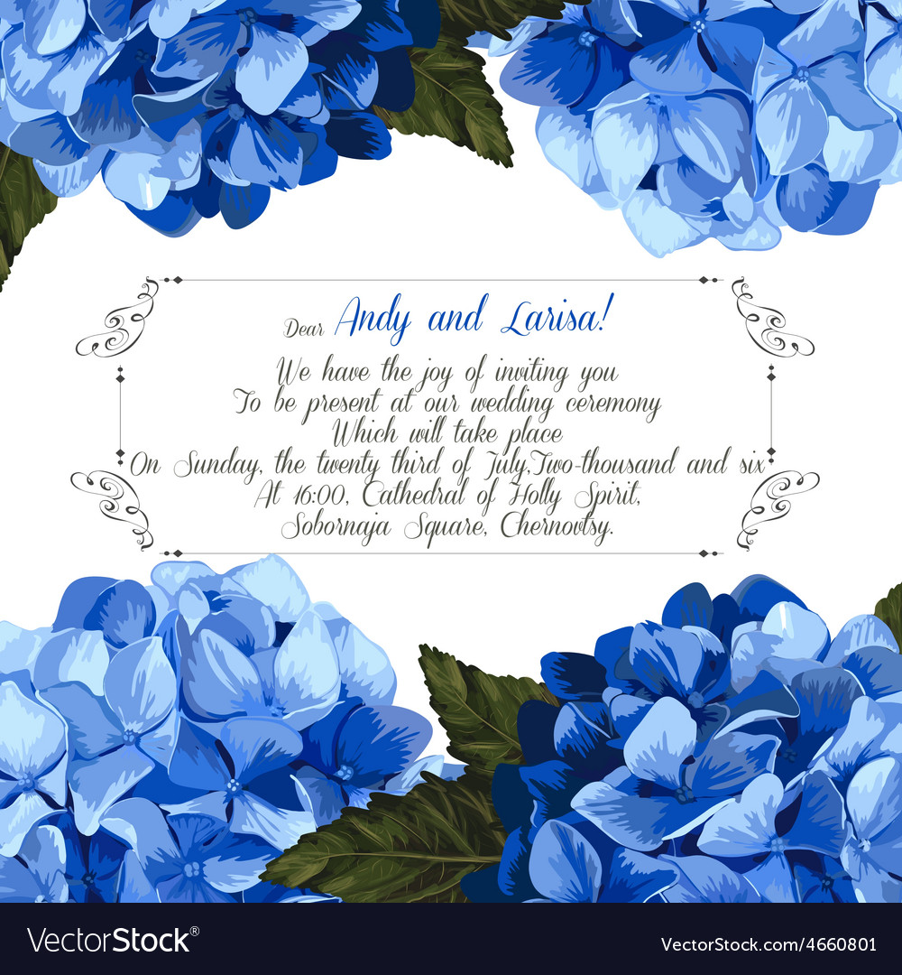 Wedding invitation with hydrangea for your design Vector Image