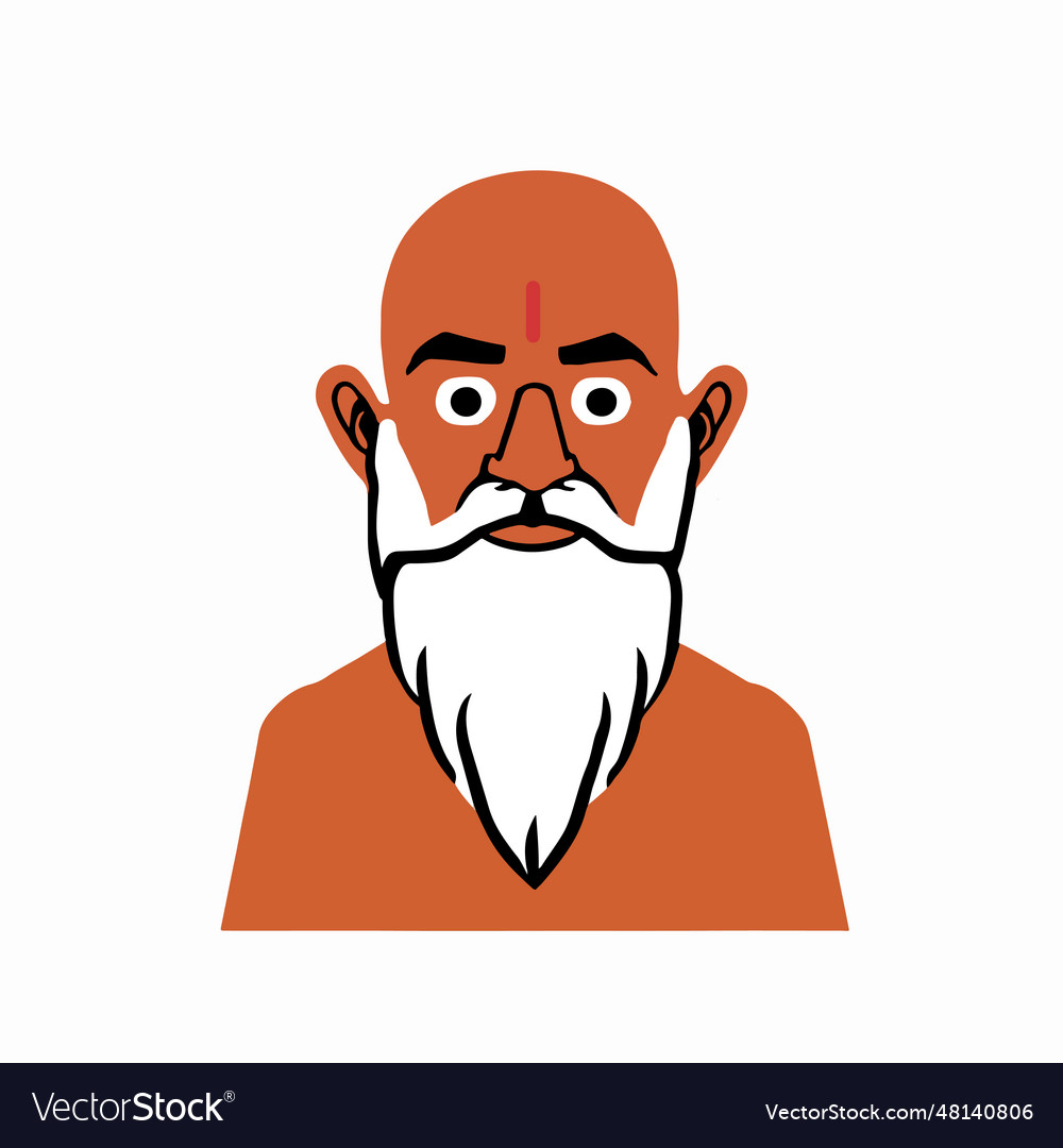 Indian old sadhu cartoon character flat design Vector Image