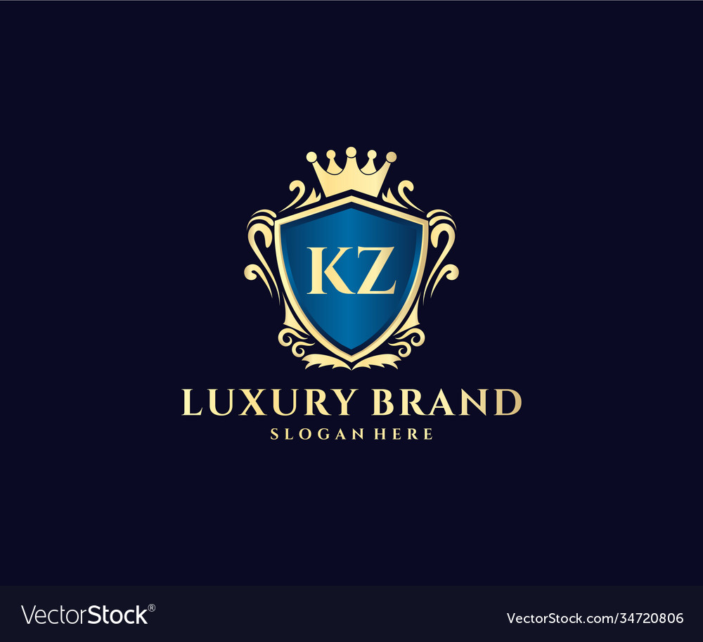 Kz initial letter gold calligraphic feminine Vector Image