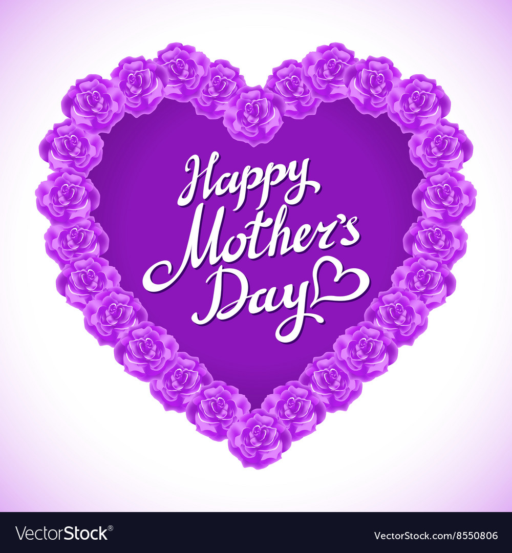 Mother day heart made of violet roses bouquet Vector Image