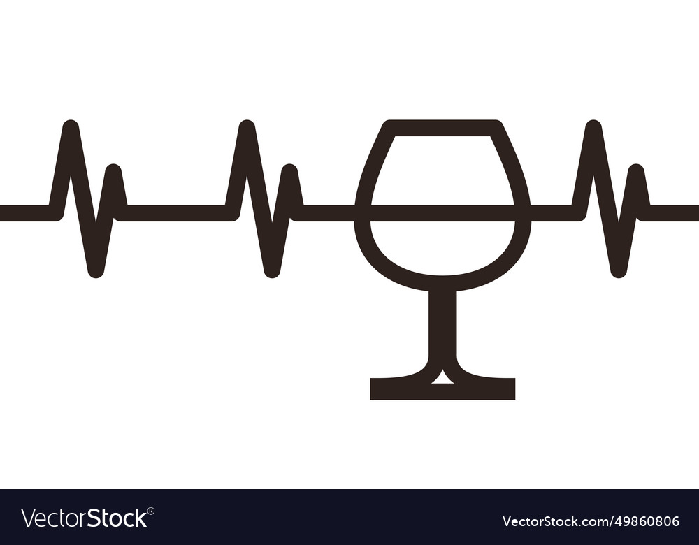 Wine glass heartbeat Royalty Free Vector Image