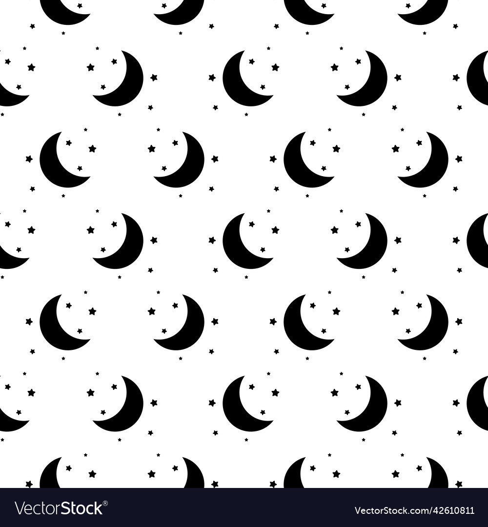 Seamless pattern with black half moon crescents Vector Image