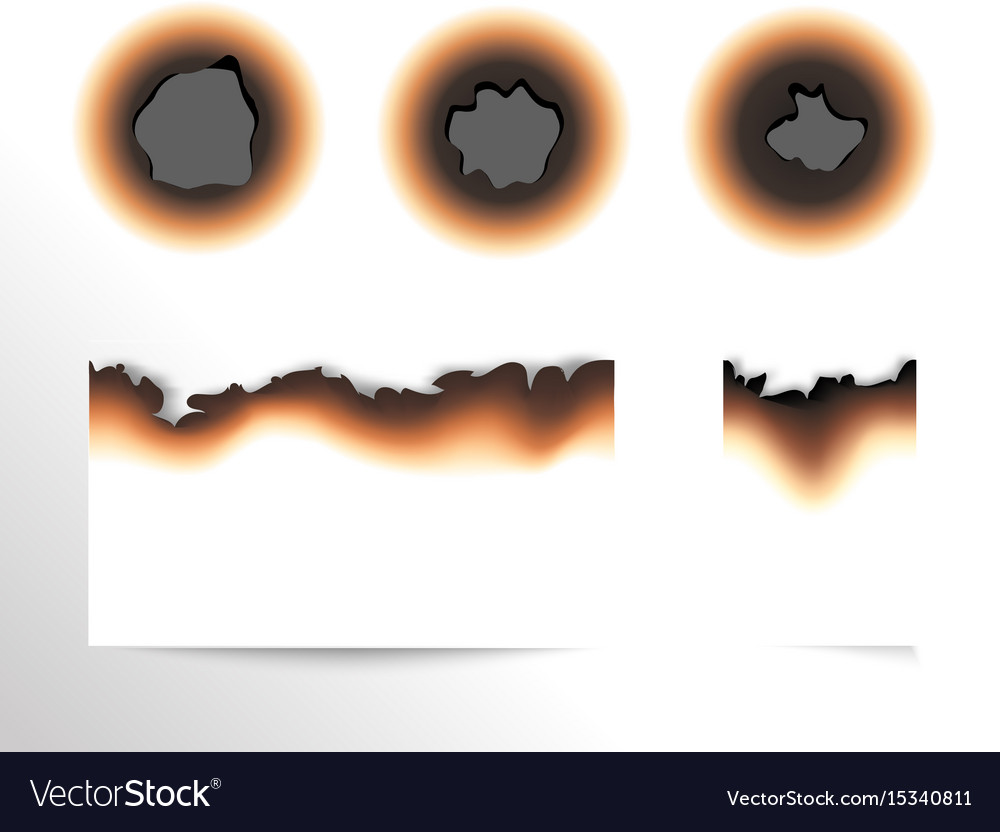 Set scorched piece paper and burnt holes on Vector Image