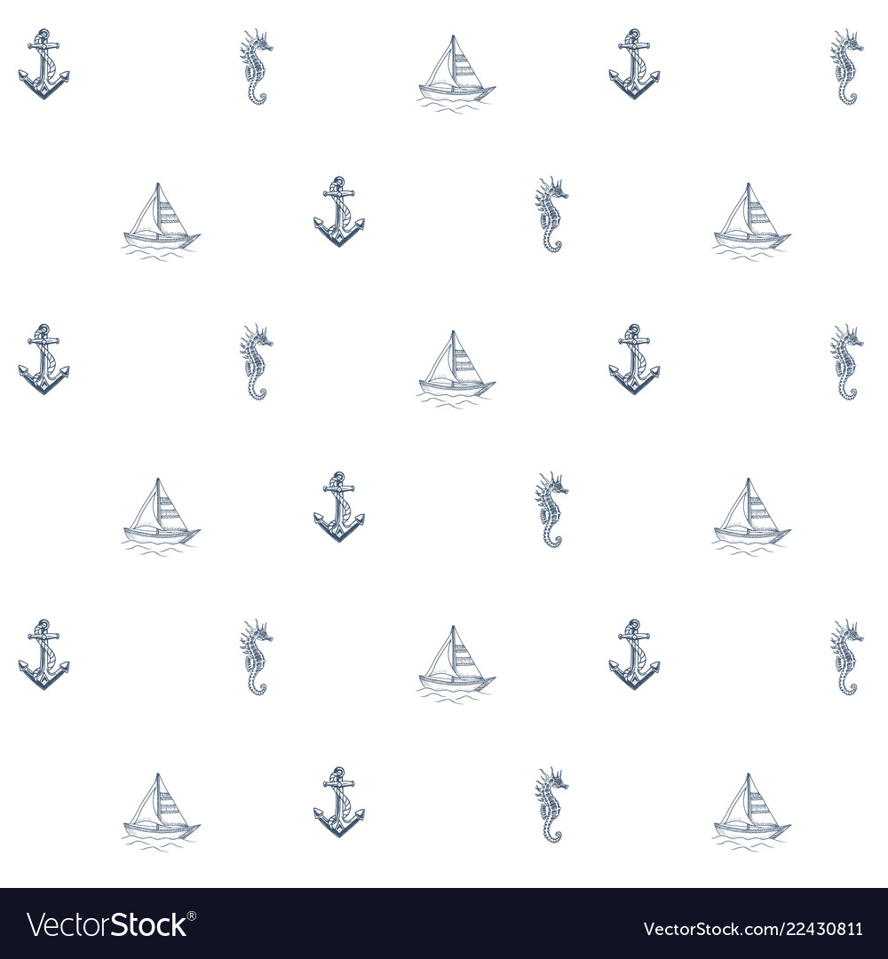 Summer sea pattern anchor boat vector image Summer sea pattern anchor boat