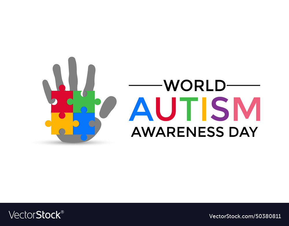 World autism awareness day hands holding jigsaw Vector Image