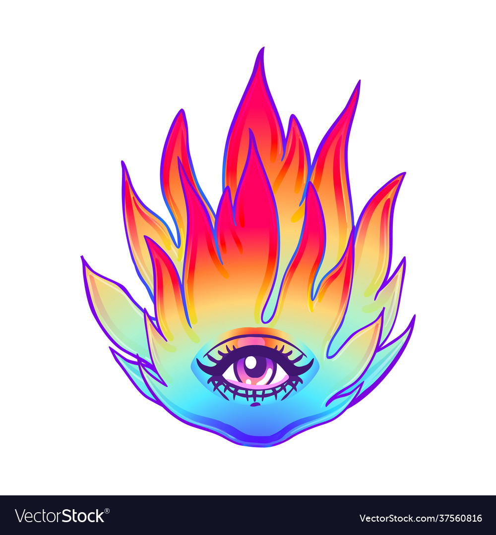 Burning flame with an eye all seeing eye Vector Image