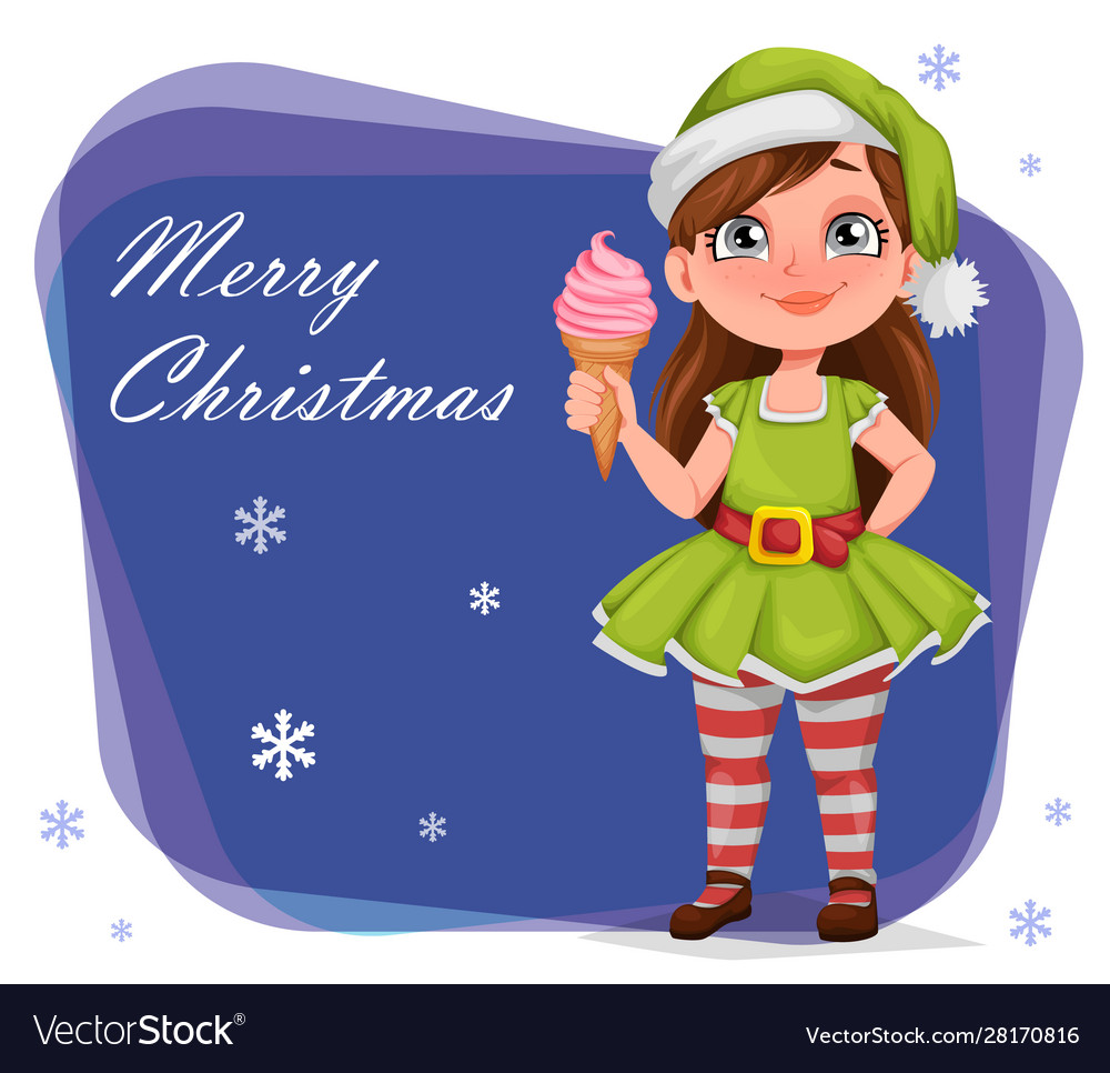 Cheerful Girl In Costume Elf Royalty Free Vector Image