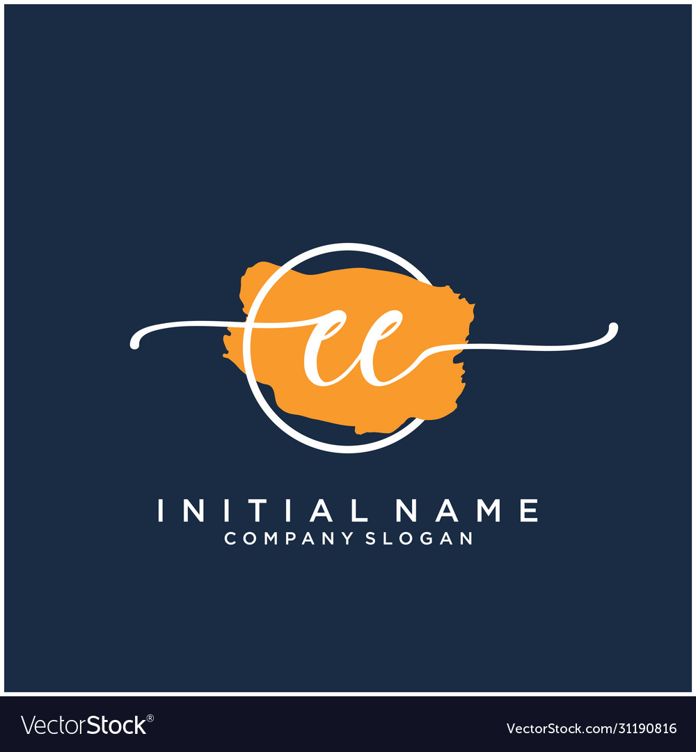 E initial handwriting logo design with brush Vector Image