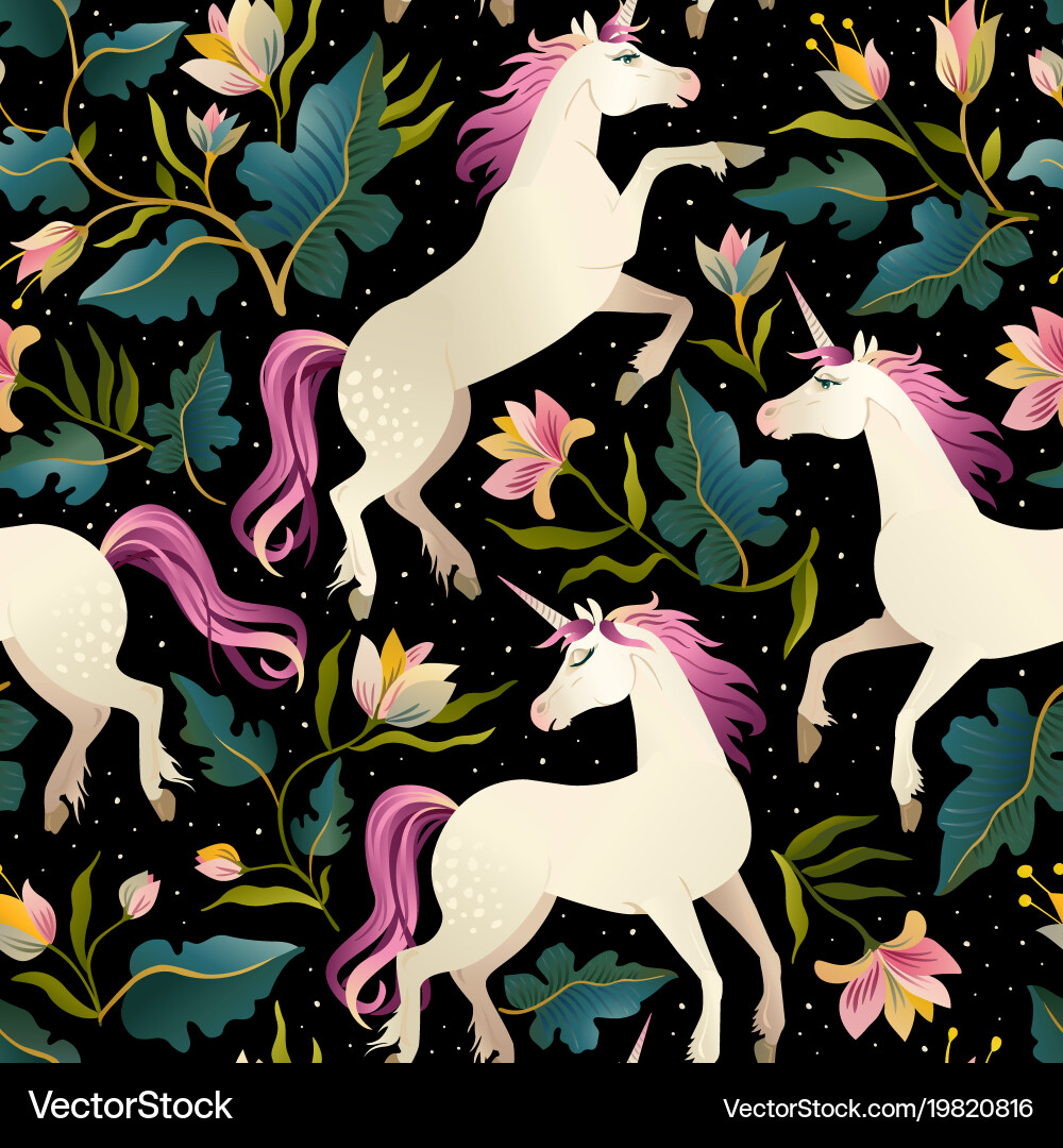 Seamless pattern with beautiful unicorns magic Vector Image