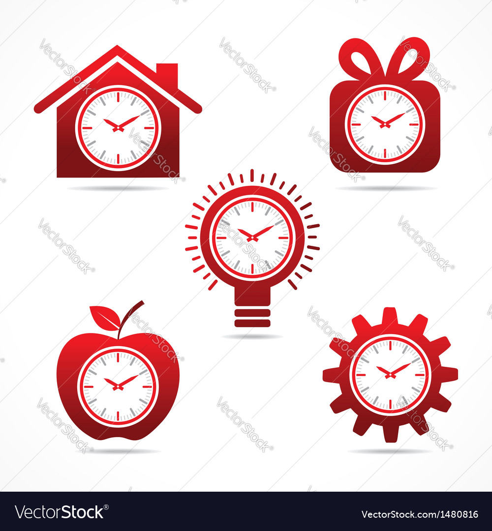 Set clock in different shapes Royalty Free Vector Image