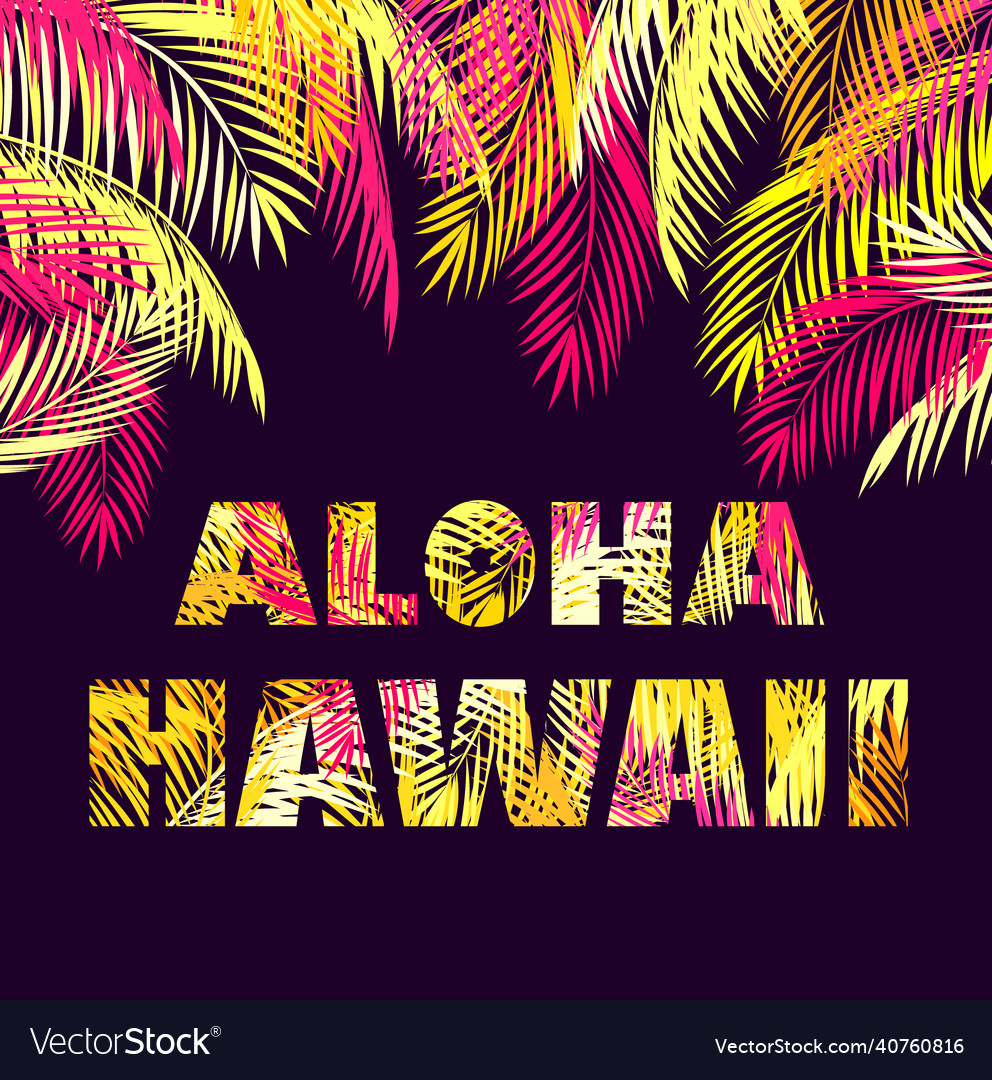 T-shirt print with aloha hawaii lettering Vector Image