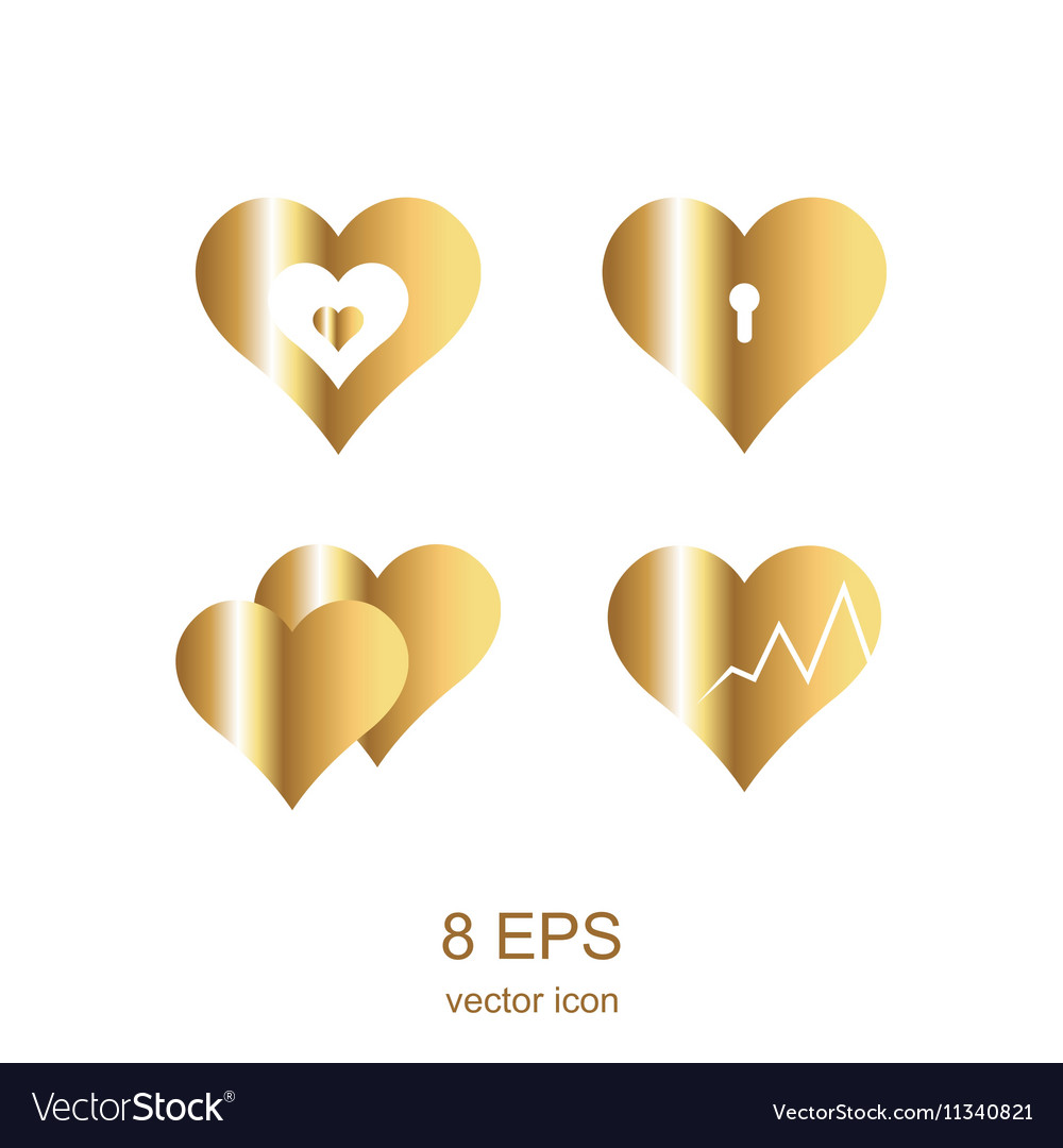 Golden heart Royalty Free Vector Image - VectorStock