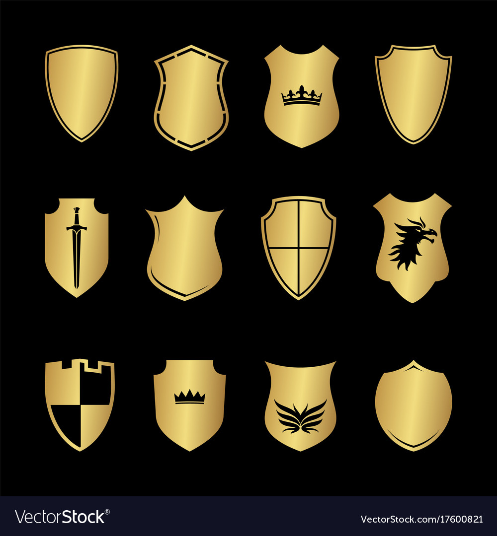 Heraldry medieval shield shapes set Royalty Free Vector