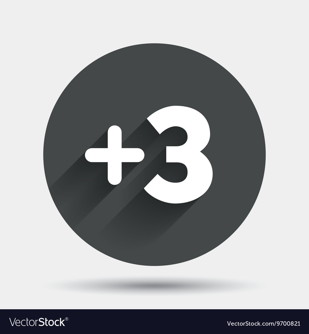 Plus three sign add three symbol Royalty Free Vector Image