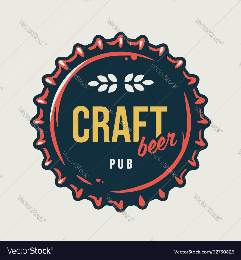 Colored emblem with metal cork from a beer bottle Vector Image