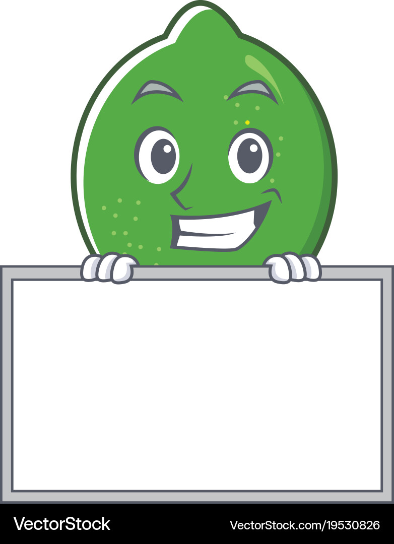 Grinning with board lime character cartoon style Vector Image