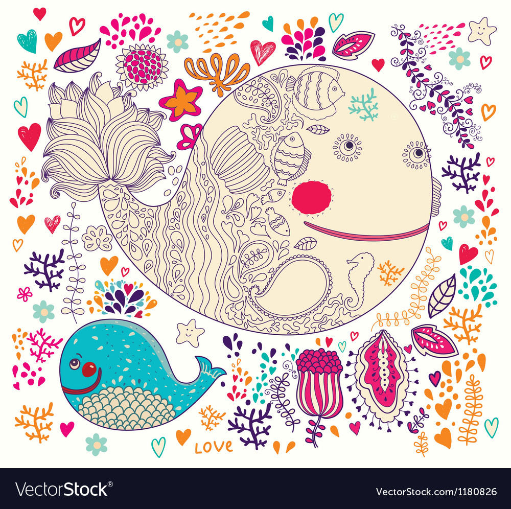 Happy whale Royalty Free Vector Image - VectorStock