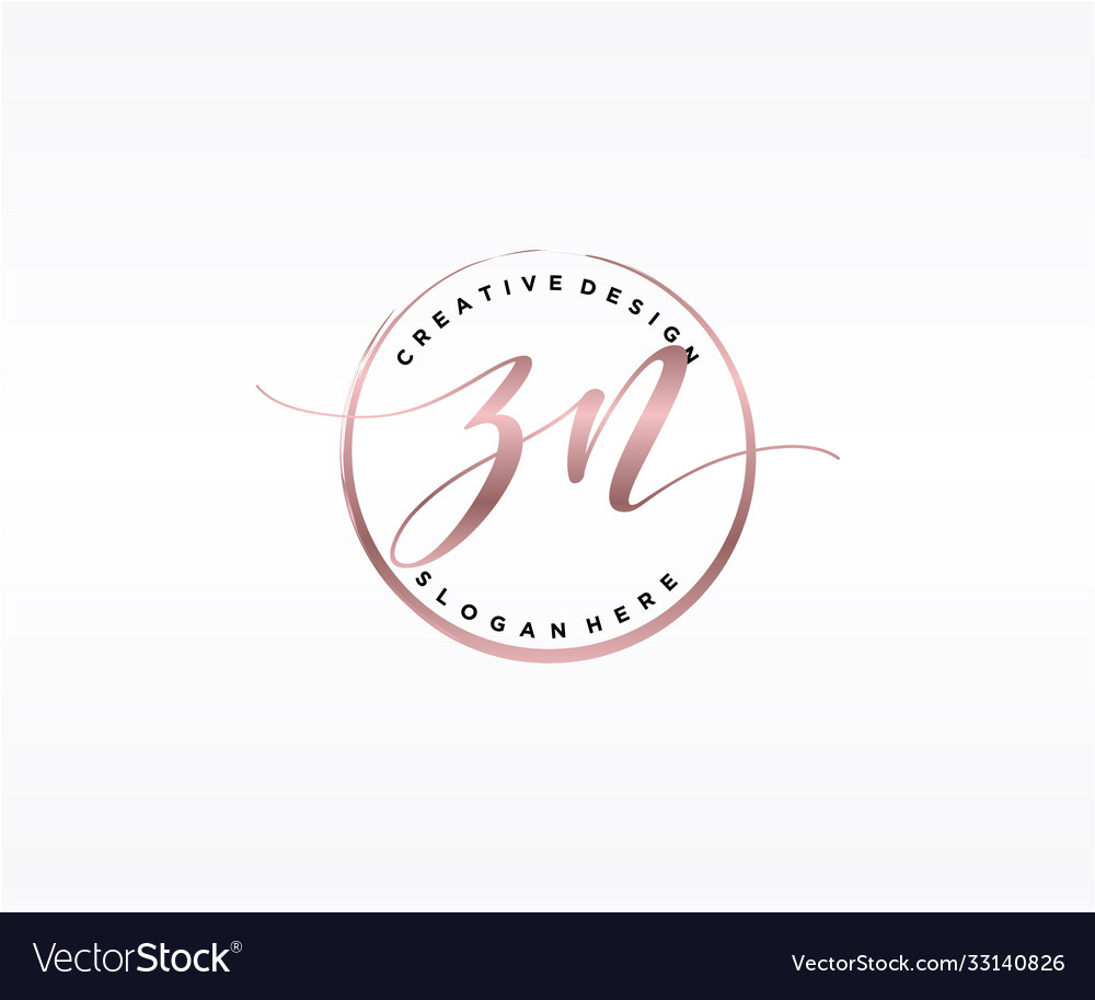 Initial zn handwriting logo with circle template Vector Image