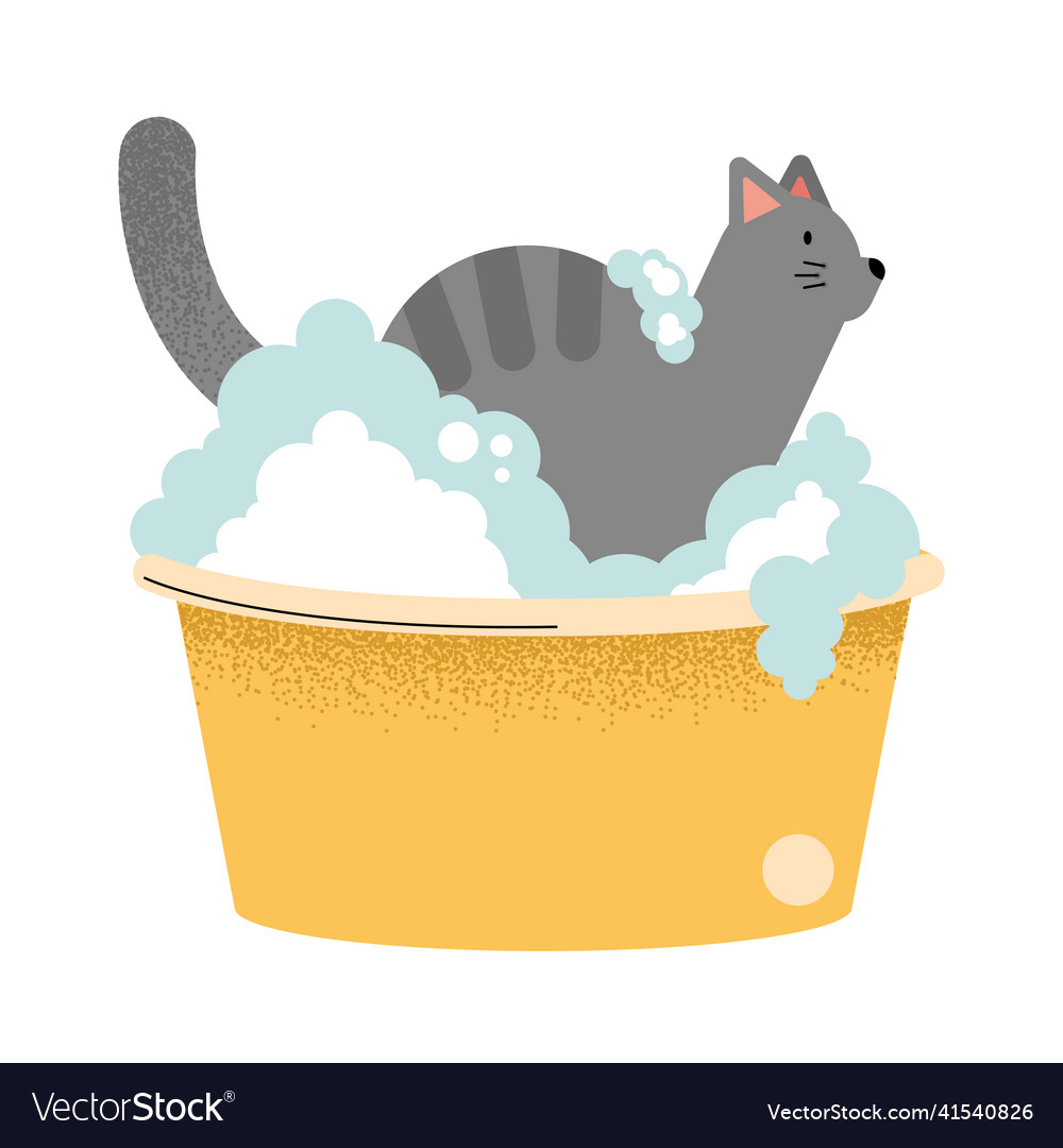 Mascot cat in bathtub Royalty Free Vector Image