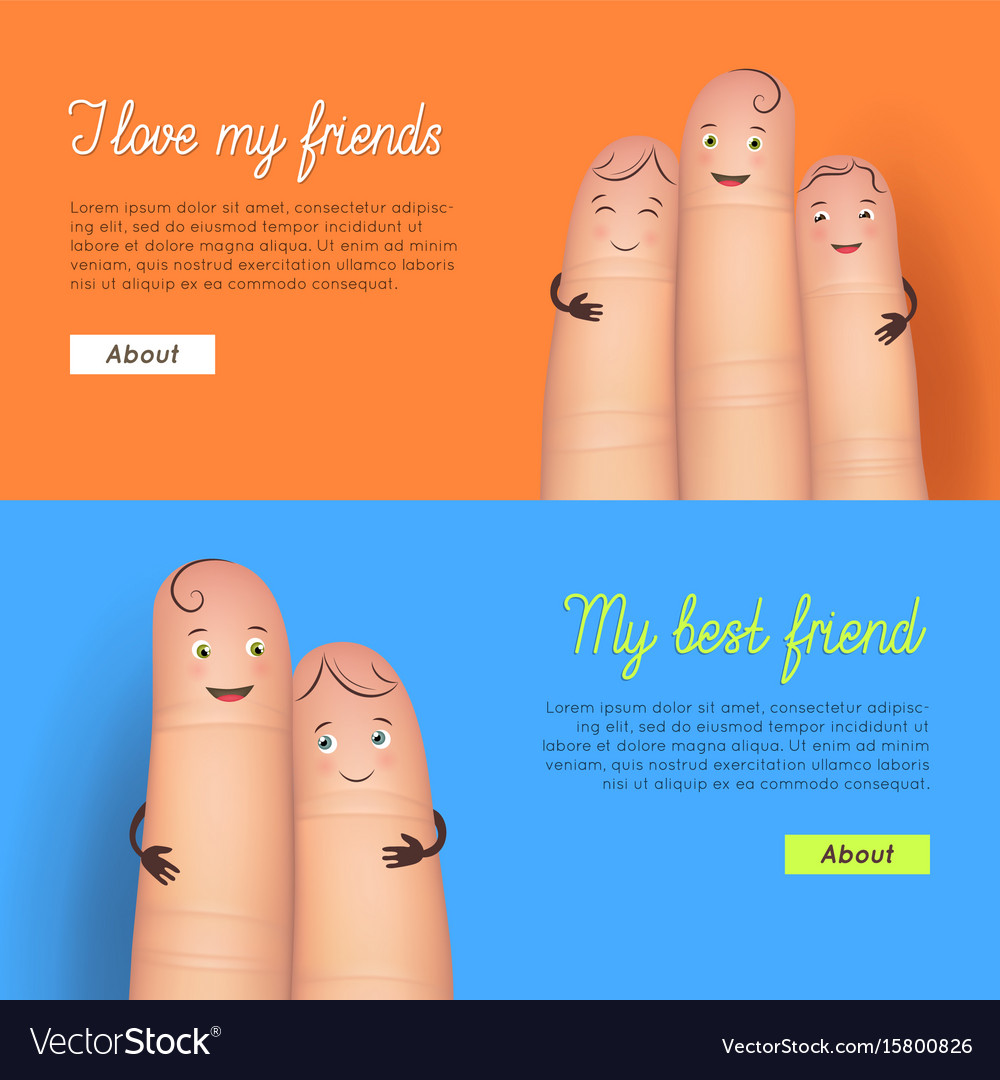 My best friend finger card set Royalty Free Vector Image