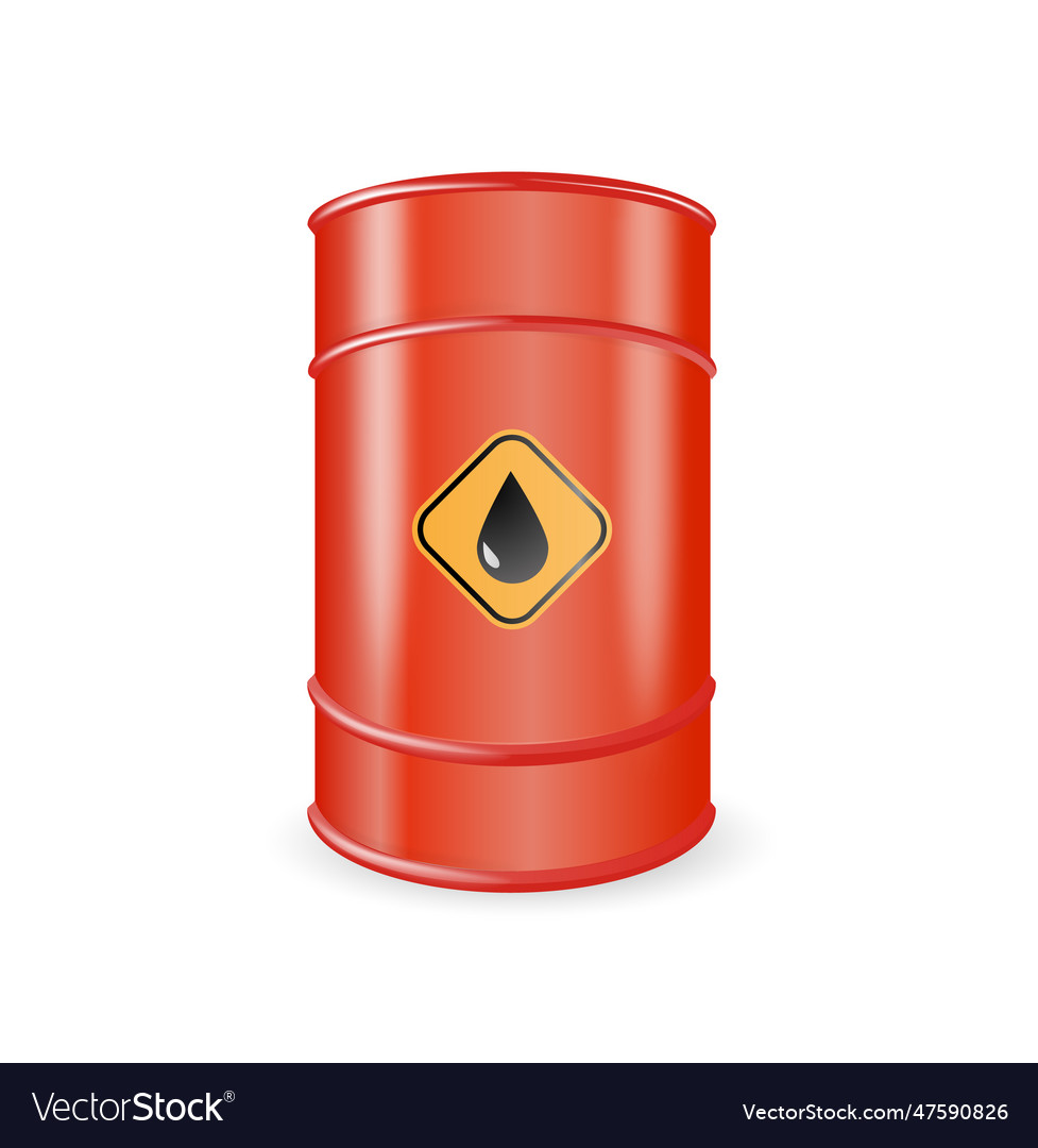 Red metal oil fuel gasoline barrel isolated Vector Image