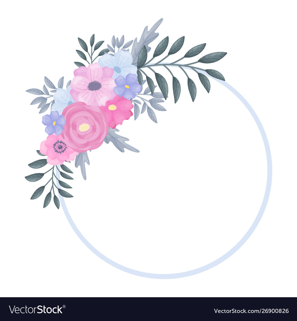 Ring-shaped frame with floral arrangement at the Vector Image