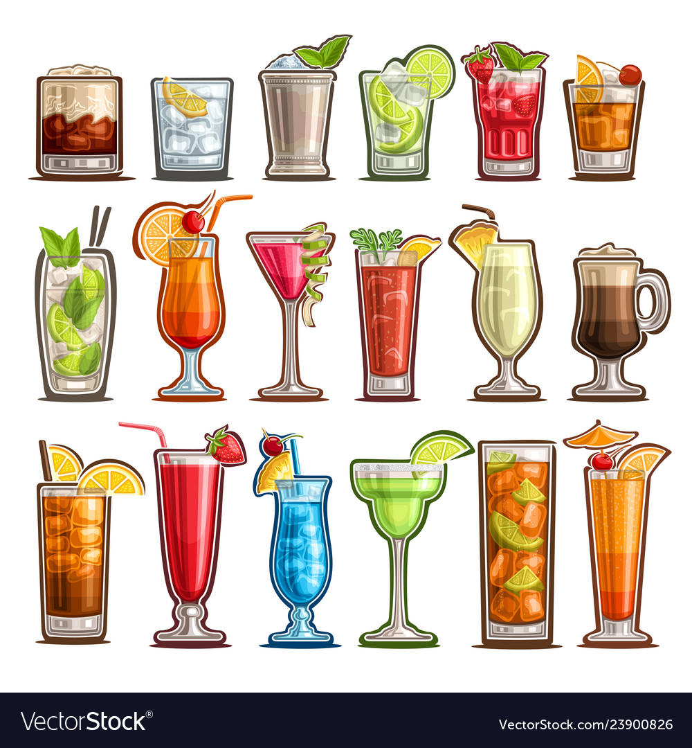 Set Tropical Cocktails Royalty Free Vector Image 1383