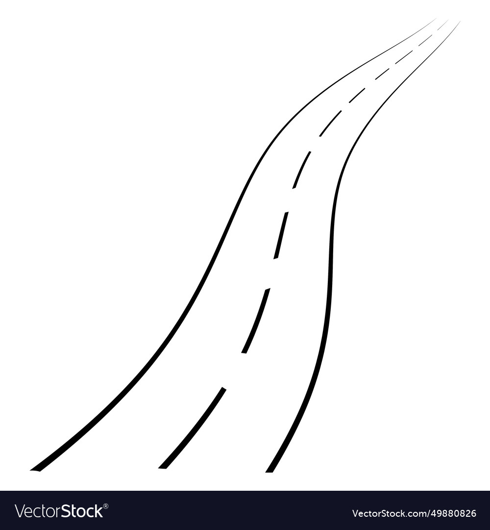Winding road ahead with perspective winding path Vector Image