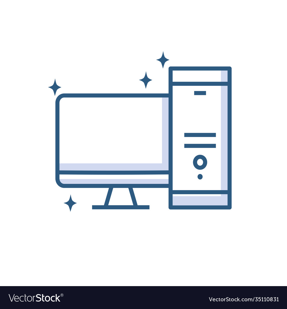 Desktop computer device gadget technology line Vector Image