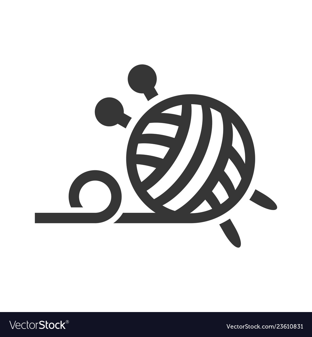 Handmade knitted logo icon on white background vector image Handmade knitted logo icon on white background