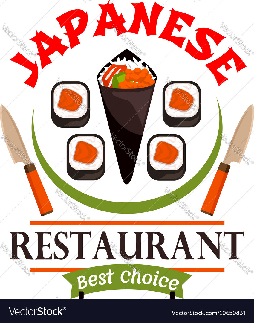 Japanese Food Restaurant Icon Best Choice Label Vector Image
