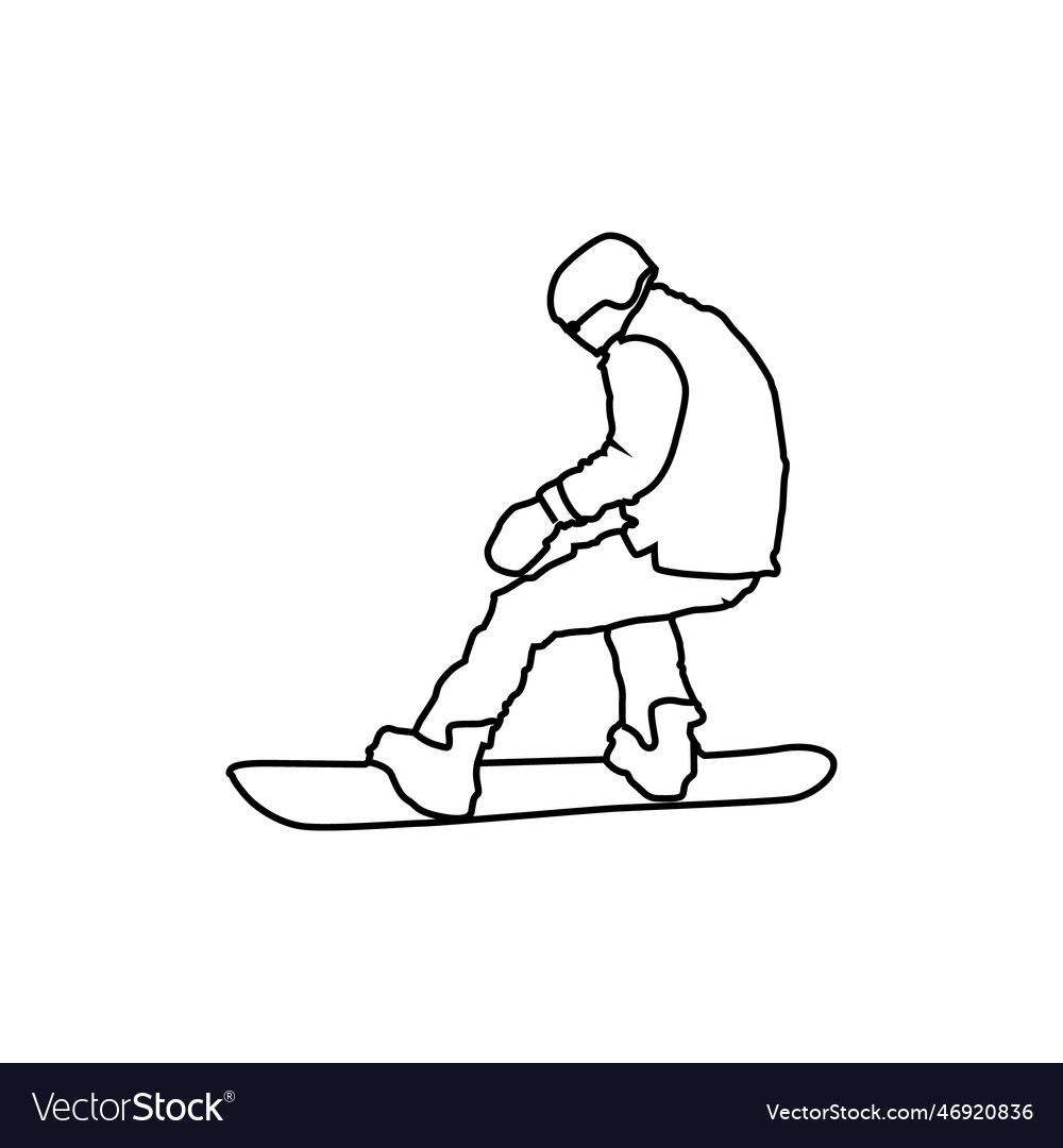 Jump snowboard man linear drawing design Vector Image